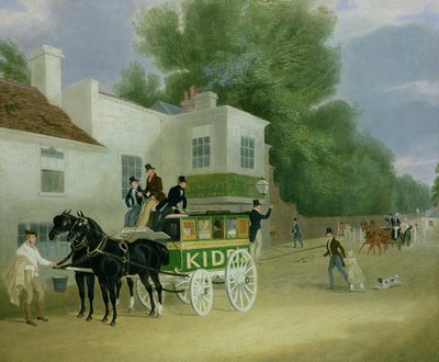 El ómnibus de Kidd a Turnham Green en el Angel Inn de James Pollard